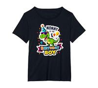 Mommy of The Birthday Boy Cool Dino Party T-Shirt, Women's Plus, Black, 1X