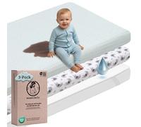Mommybelly Bassinet Fitted Sheets Set with 2 Jersey Cotton Fitted Sheets + 1 Waterproof Mattress Protector in Terry Towelling with Oeko-Tex Certificate (Elephants, 80x130 cm / 32x51 in)