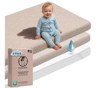 Mommybelly Bassinet Fitted Sheets Set with 2 Jersey Cotton Fitted Sheets + 1 Waterproof Mattress Protector in Terry Towelling with Oeko-Tex Certificate (Beige, 80x160 cm / 32x63 in)