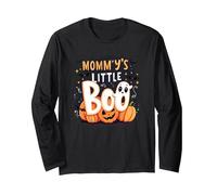 Mommys Little Boo Halloween Cute Ghost Pumpkin Long Sleeve T-Shirt, Adult Unisex, Black, XXL