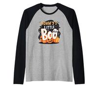 Mommys Little Boo Halloween Cute Ghost Pumpkin Raglan Baseball Tee, Men, Black/Athletic Heather, XL