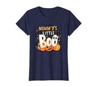 Mommys Little Boo Halloween Cute Ghost Pumpkin T-Shirt, Women, Navy, XL