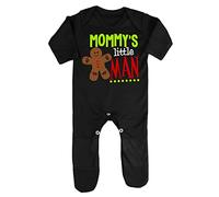 Mommy's Little Man (Gingerbread Man Style) Baby Romper Jumpsuit with feet, 6-12 Months, Black