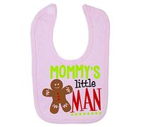 Mommy's Little Man (Gingerbread Man Style) Cotton Baby bib - Pastel Pink
