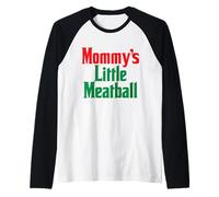 Mommy's Little Meatball - Funny Italian Flag Daughter Mother Raglan Baseball Tee