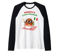 Mommy's Little Meatball Italian Flag Mommys Girl Moms Raglan Baseball Tee