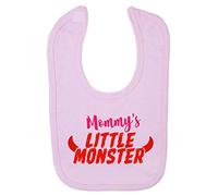 Mommy's Little Monster (Devil Horns) Cotton Baby bib - Pastel Pink