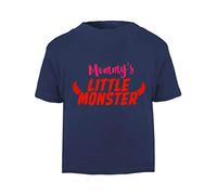 Mommy's Little Monster (Devil Horns) Short Sleeve Cotton Toddler t Shirt, 3-4 Years, Navy