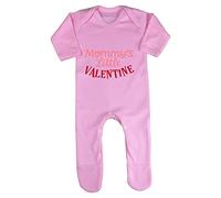 Mommy's Little Valentine Statement Baby Romper Jumpsuit with feet, 6-12 Months, Pastel Pink