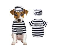 MOMMY'S NEW MAN Prisoner Pet Costume for Small Dogs Cats (XXL, Black, Striped, Pullover, Halloween)