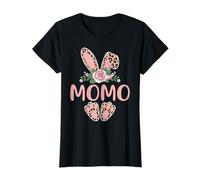 MOMO Cute Leopard Bunny Ears Floral Easter T-Shirt