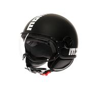 MOMO Design - FGTR CLASSIC E2206, Jet Helmet, Open Helmet for Motorcycles and Scooters, for Men and Women, Matt Black/White, L