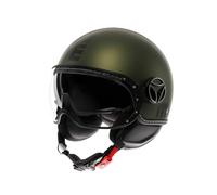 MOMO Design - FGTR EVO E2206, Jet Helmet with Sun Visor, Open Helmet for Motorcycles and Scooters, for Men and Women, Matt Green/Black, L