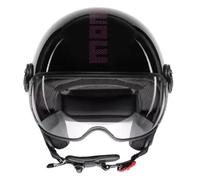 Momo Design Jet Helmet Fgtr Classic Stripes E2206 Black Fuchsia Glossy Size S