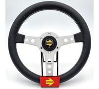 MOMO Prototipo 320mm Leather Steering Wheel - Silver Spokes