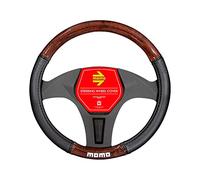 MOMO LUXURY UNIVERSAL STEERING WHEEL COVER WOOD/PVC BLACK AND BROWN