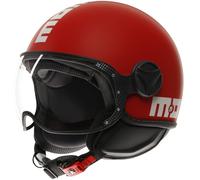 MOMO Design - FGTR CLASSIC E2206, Jet Helmet, Open Helmet for Motorcycles and Scooters, for Men and Women, Candy Matt Red/White, L