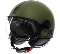 MOMO Design - FGTR CLASSIC E2206, Jet Helmet, Open Helmet for Motorcycles and Scooters, for Men and Women, Matt Military Green/Black, S