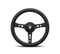 MOMO Motorsport Prototipo Street Steering Wheel,Black Leather Grip,Brushed Black Anodized Spoke,White Stitch,370mm - PRO37BK2B