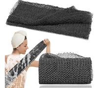 Momo & Nashi 2Pcs African Net Sponge, Real Black-Owned African Sponge, Authentic Exfoliator and Body Scrubber, Exfoliating Bath Wash Cloth for Back, Foot, and Scalp, Stretchable and Durable (Black)