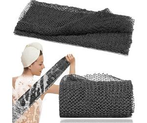 Momo & Nashi 2Pcs African Net Sponge, Real Black-Owned African Sponge, Authentic Exfoliator and Body Scrubber, Exfoliating Bath Wash Cloth for Back, Foot, and Scalp, Stretchable and Durable (Black)