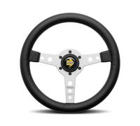 MOMO Prototipo 320mm Leather Steering Wheel - Silver Spokes