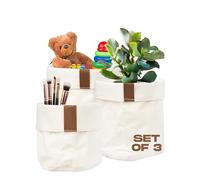 MOMO WAY Decorative Basket Bathroom Organiser Set of 3 Storage Boxes Fabric Baskets For Small Items As Towels and Cosmetics In 3 Sizes