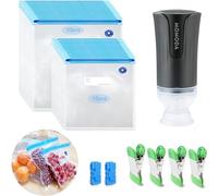 MOMODA Sous Vide Cooking Bags - Set of 20 | BPA-Free Reusable Vacuum Seal Bags with Air Valve for Joule and Anova Cookers | Freezer Safe Vacuum Food Storage Bags with Upgraded Electric Pump Included