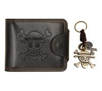 MOMODEER OP Wallet for Men Straw Hat Luffy Anime Wallet Faux Leather Slim Wallet Short Bifold Brown, Brown-1, Brown, Vintage