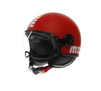 MOMODESIGN - FGTR CLASSIC E2206, Jet Helmet, Open Helmet for Motorcycles and Scooters, for Men and Women, Candy Matt Red/White, M