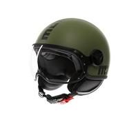 MOMODESIGN - FGTR CLASSIC E2206, Jet Helmet, Open Helmet for Motorcycles and Scooters, for Men and Women, Matt Military Green/Black, XL