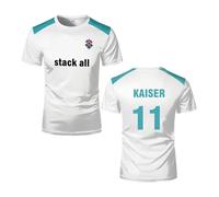momogut Anime BluLock Kaiser Rin Cosplay T-Shirts Football Jersey Pattern Cosplay Outfit Uniform