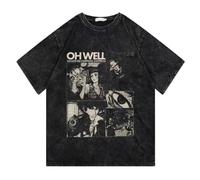 momogut Anime Cowboy Spike Bebop T-Shirt Men Hip Hop Streetwear Faye Valentine Spike Spiegel Tshirt Washed Black Vintage T-Shirt