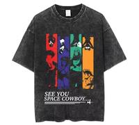 momogut Anime Cowboy Spike Bebop T-Shirt Men Hip Hop Streetwear Spike Spiegel Tshirt Washed Black Vintage T-Shirt