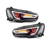 MOMOHCHGBT Front Lights For Mitsubishi For Lancer EVO X 2008-2018 2pc Car Led Headlights Accessories Front DRL Turn Signal Headlamp Assembly LED Headlights(With Red Demon)