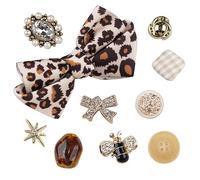 MOMOJULI Cute Shoes Charms Accessories Decoration Charms Leopard Bow Bee Set 10pcs