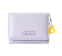 MOMOJULI Cute Tri-Folded Wallet Cute PU Leather Aesthetic Wallet Fashion Purse with Cash Pocket Card Slot Holder ID Window for Ladies and Women, Cheese-Purple