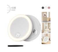 MOMOKUBA 30X Magnifying Mirror Suction Cup, 6" Makeup Mirror with Lights, Rechargeable with 3 Color & Dimmable Lights for Precision Makeup, Fits Hanging/Handheld/Desktop/Bathroom/Travel, White