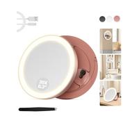 MOMOKUBA 30X Magnifying Mirror Suction Cup, 6" Makeup Mirror with Lights, Rechargeable with 3 Color & Dimmable Lights for Precision Makeup, Fits Hanging/Handheld/Desktop/Bathroom/Travel, RoseGold