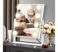 MOMOKUBA Hollywood Makeup Mirror with Light, Vanity Mirror with Lights and 9 LEDs, Dressing Table Mirror with 40x Magnifying Mirrors for Bedroom and Professional Makeup Room