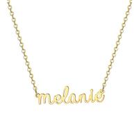 MOMOL 18K Gold Plated Stainless Steel Name Necklace Personalized Custom Name Necklace Customized Nameplate Necklace for Women, Metal, No Gemstone