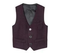 Momolaa 11-12 Years Boys Classic Waistcoat Little Boy's Button Formal Suit Vest Kids Plain Gentleman Tuxedo Formal Suit Waistcoat Vest for Wedding Prom Performance Brick Red