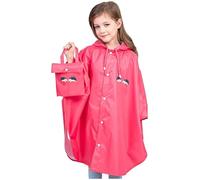 Momolaa 3-4 Years Kids Rain Coat for Girls Boys,Long Reusable Cute Children Raincoat Waterproof Portable Rainwear with Reflective Stripe Rain Poncho with Cartoon Hood for Girls Boys #2_Red