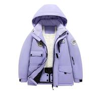 Momolaa 5-6 Years Girls Ski Jacket Waterproof Fleece Lined Snowboard Jacket Winter Warm Snow Windproof Jackets Removable Hood Ski Coat Hooded Windbreaker for Kids Purple Outerwears