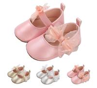 Momolaa Baby Girls First Walking Shoes for 3-6 Months Infant Newborn Girls Mary Jane Lightwight Crib Shoes Bow Prewalker Sandals #001_Pink