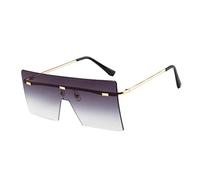 Momolaa Big Square Rimless Sunglasses Women Men Vintage Metal Oversized Shades Eyewear Women Oversized