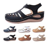 Momolaa Black Women's Wedges Fisherman Closed Toe Sandals Hollow out Comfortable Wedge Sandal Thick Cushion Platform All Day Comfy Daily Wear Holiday Beach Casual Sandals Ladies Footwear Size 4