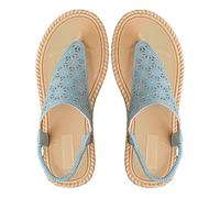 Momolaa Boho Flat Sandals for Women Size 6.5 Lightweight Cute Clip-Toe Bohemian Beach Slides Thong Summer Trendy Ankle Strap Dressy Flip-Flop Sandal Sky Blue