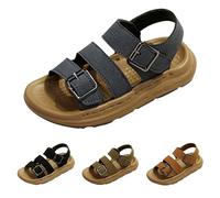 Momolaa Boys Buckle Sandals with Ankle Strap size 7.5 PU Leather Comfort Open Toe Sandals for Toddler Little Child Big Kids Beach Shoes 2 Buckles Blue Footwear