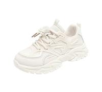Momolaa Boys Girls Walking Running Sneakers Size 13.5 Lace up Platform School Shoes Breathable Mesh Non Slip Tennis Sport Athletic Shoes for Little Child Big Kids Beige Footwear